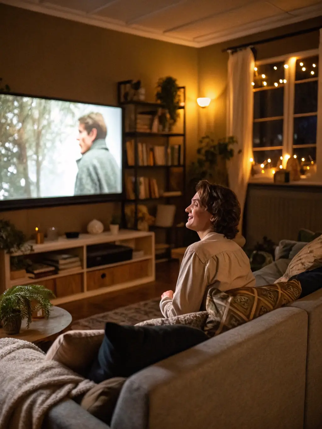A still from a classic French film being screened at the library, with a small audience attentively watching, highlighting the cultural film screenings initiative.